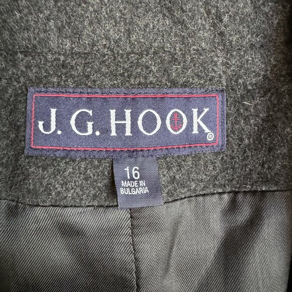 Vtg Womens Wool Cashmere Blend Blazer Jacket 16 Charcoal Gray Academia Preppy - Picture 3 of 6